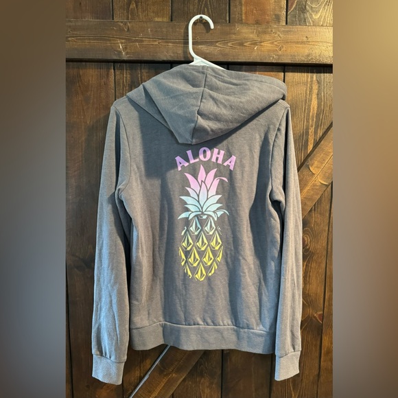 Volcom Women’s Aloah Hawaii Full Zip Hoodie Sweatshirt Grey -size M(6) - Picture 2 of 6